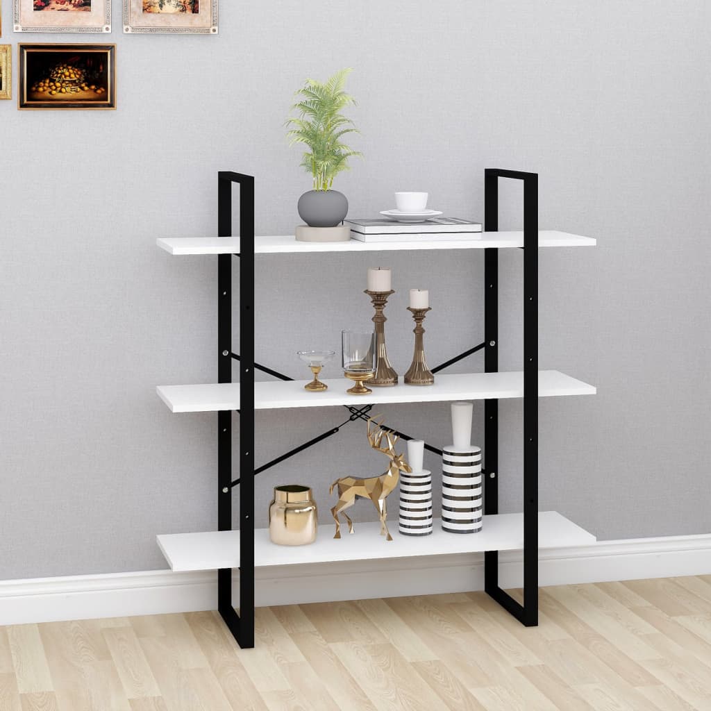 Βιβλιοθήκη με 4 Ράφια Λευκή 100 x 30 x 105 εκ. από Επεξ. Ξύλο 1