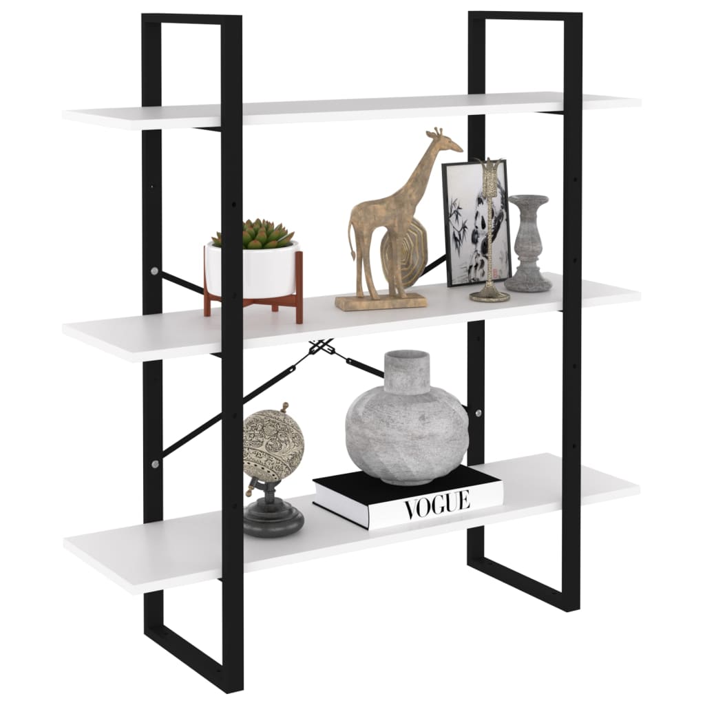 Βιβλιοθήκη με 4 Ράφια Λευκή 100 x 30 x 105 εκ. από Επεξ. Ξύλο 3