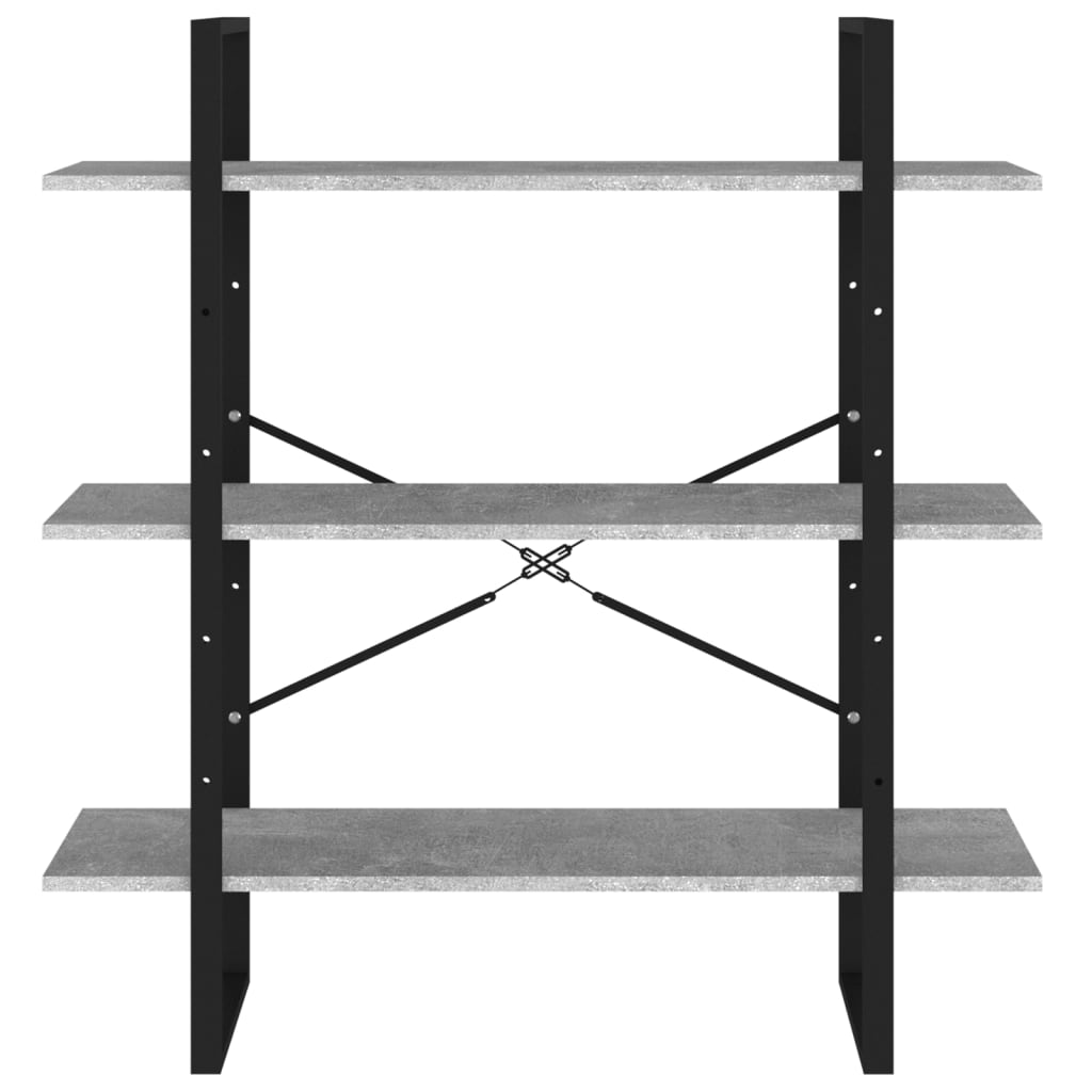 Βιβλιοθήκη Γκρι Σκυροδέματος 100 x 30 x 105 εκ. από Επεξ. Ξύλο 5