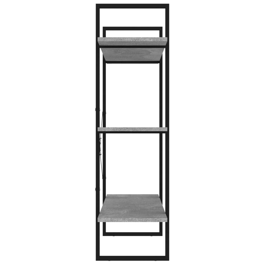 Βιβλιοθήκη Γκρι Σκυροδέματος 100 x 30 x 105 εκ. από Επεξ. Ξύλο 6