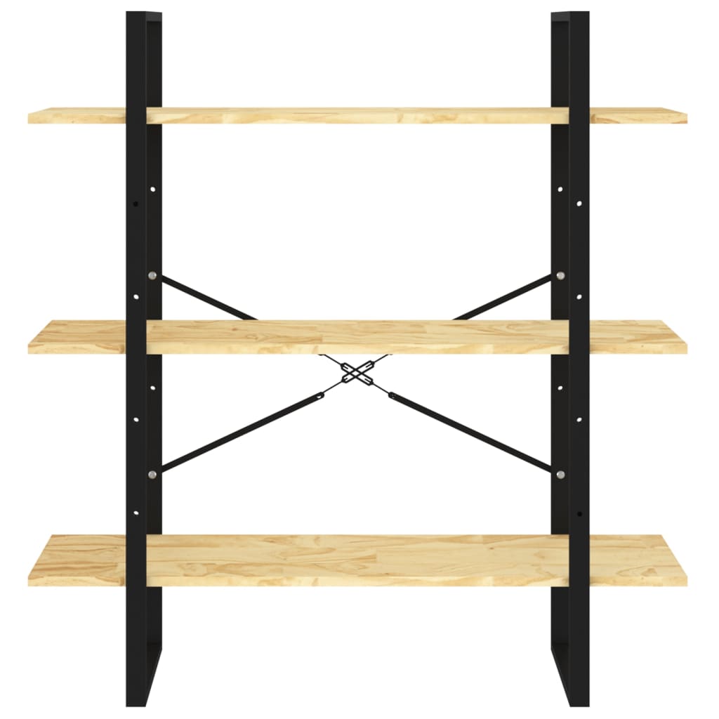 Βιβλιοθήκη με 3 Ράφια από Μασίφ Ξύλο Πεύκου 100x30x105 εκ. 5