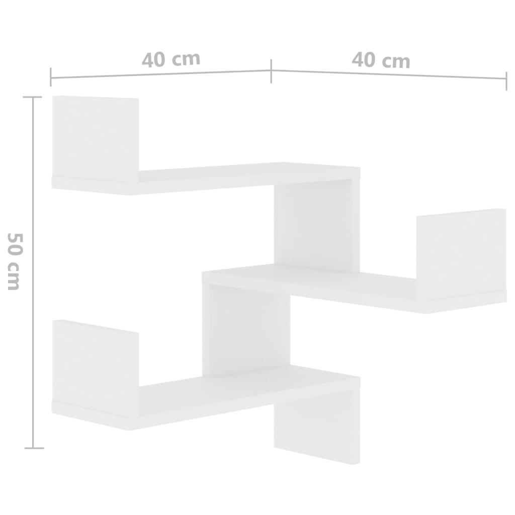 Γωνιακή Ραφιέρα Τοίχου Λευκή 40 x 40 x 50 εκ. από Επεξ. Ξύλο 8
