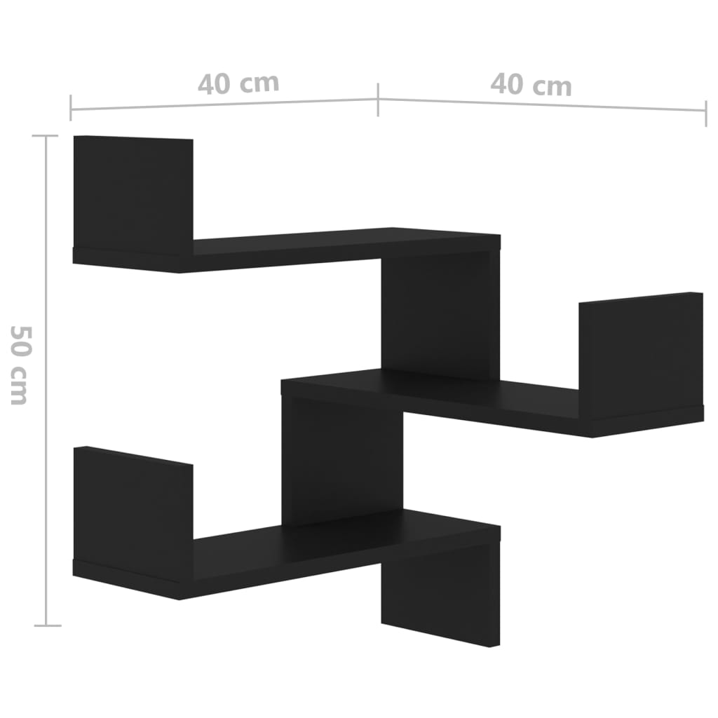 Γωνιακή Ραφιέρα Τοίχου Μαύρη 40 x 40 x 50 εκ. από Επεξ. Ξύλο 8