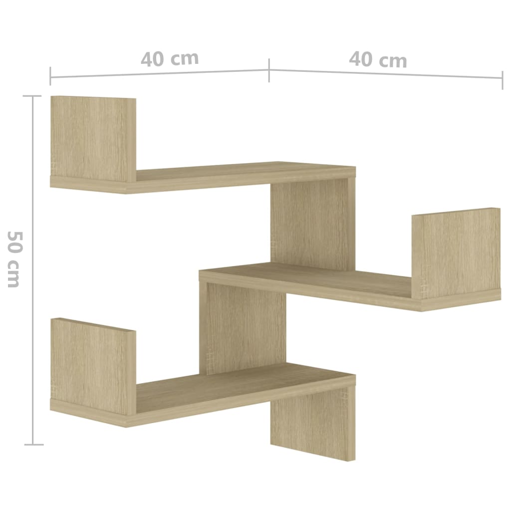 Γωνιακή Ραφιέρα Τοίχου Sonoma Δρυς 40x40x50 εκ. από Επεξ. Ξύλο 8