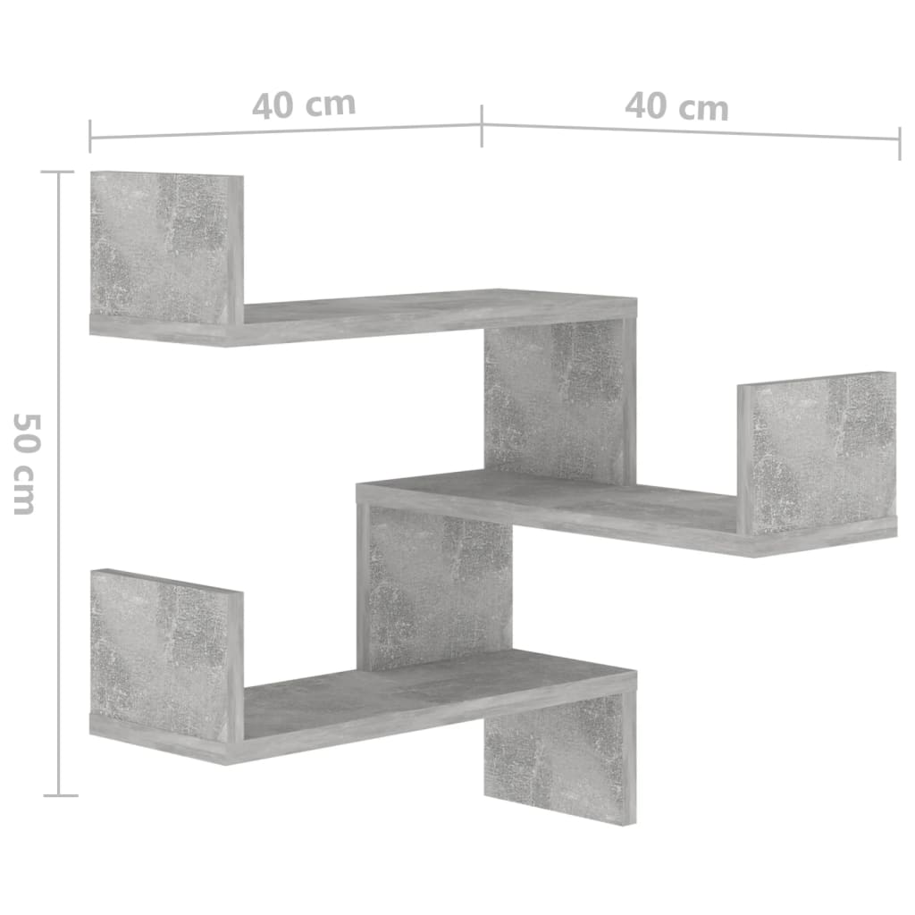 Γωνιακή Ραφιέρα Τοίχου Γκρι Σκυρ. 40x40x50 εκ. από Επεξ. Ξύλο 8