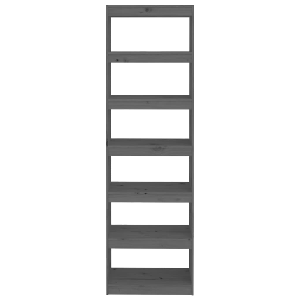 Βιβλιοθήκη/Διαχωριστικό Χώρου Γκρι 60x30x199,5 εκ. Μασίφ Πεύκο 5