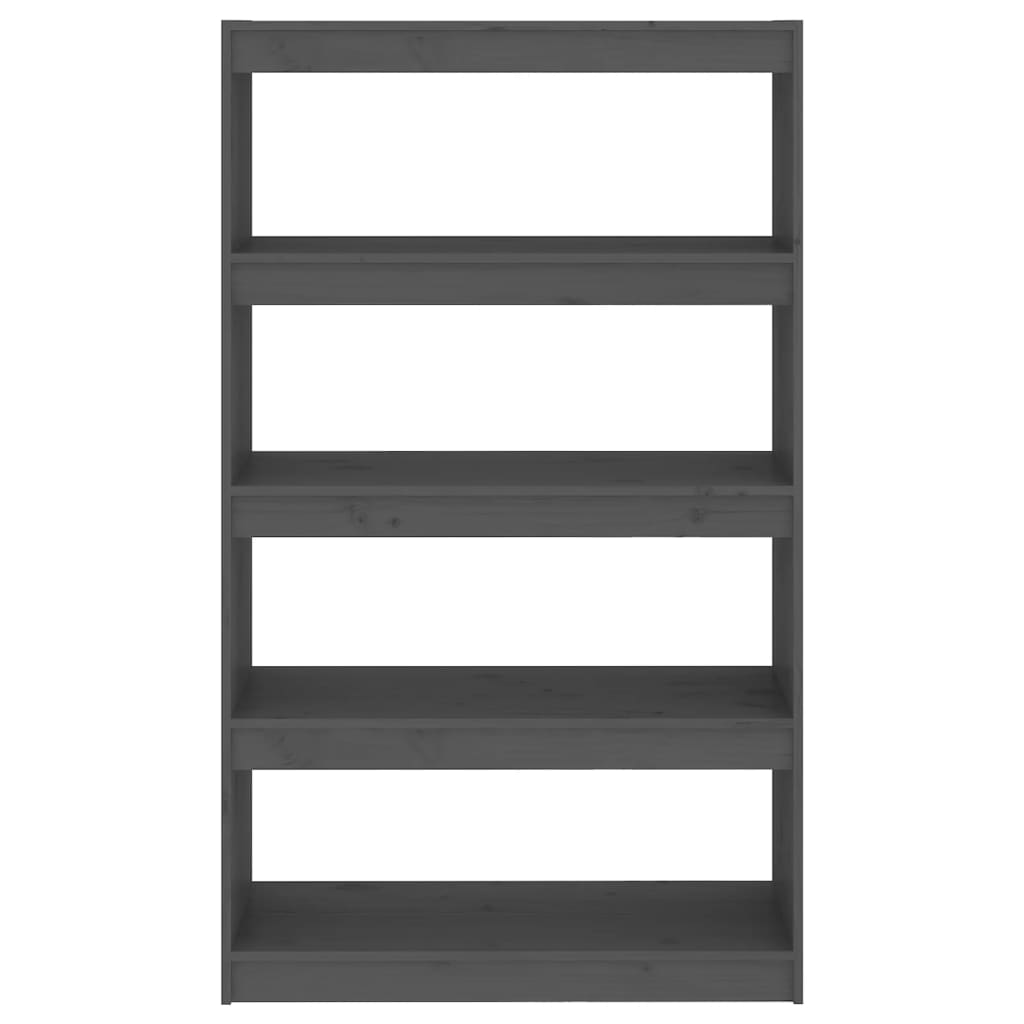 Βιβλιοθήκη/Διαχωριστικό Χώρου Γκρι 80x30x135,5 εκ. Μασίφ Πεύκο 5