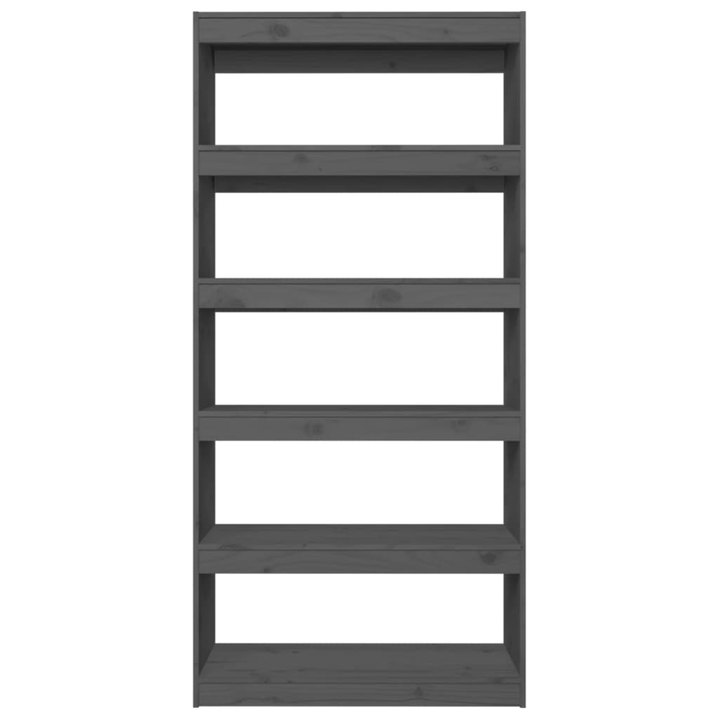 Βιβλιοθήκη/Διαχωριστικό Χώρου Γκρι 80x30x167,4 εκ. Μασίφ Πεύκο 5