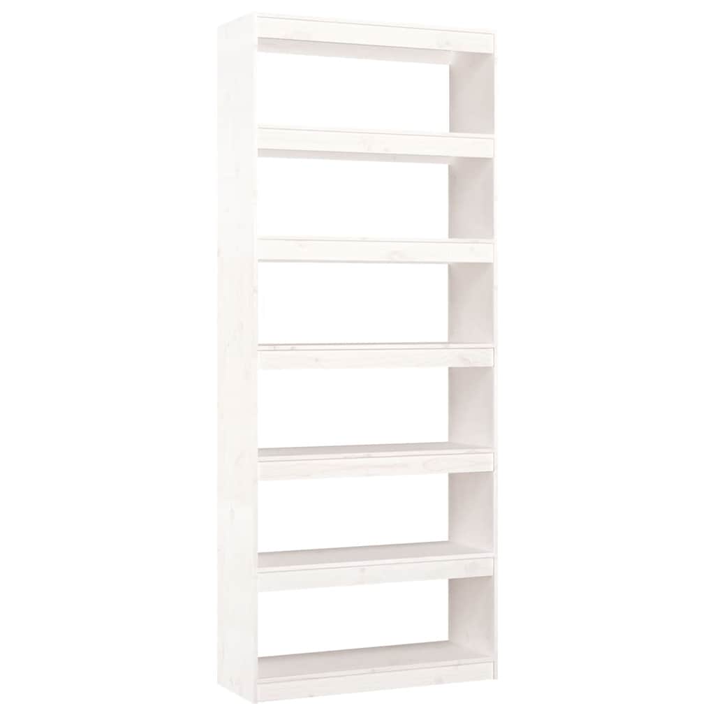 Βιβλιοθήκη/Διαχωριστικό Χώρου Λευκή 80x30x199,5 εκ. Μασίφ Πεύκο 2