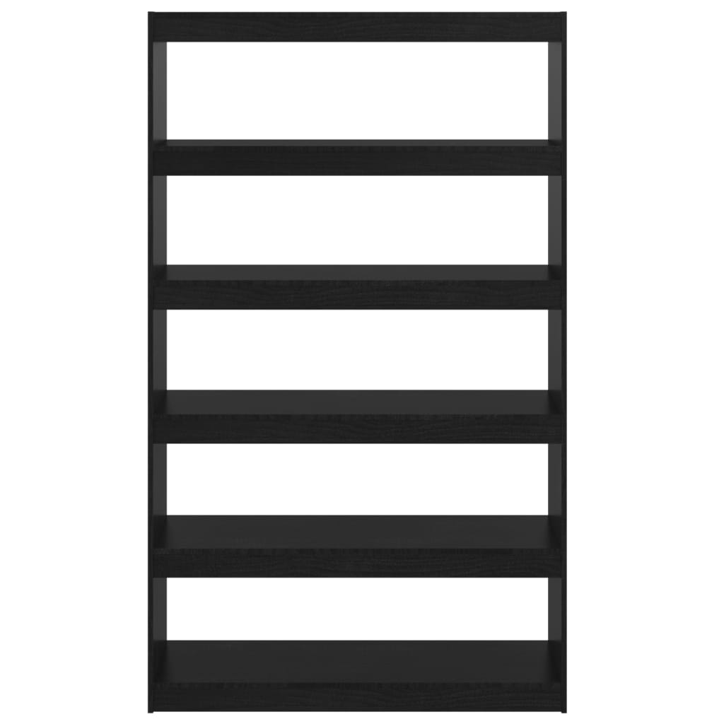 Βιβλιοθήκη/Διαχωριστικό Χώρου Μαύρο 100x30x167,5 εκ Ξύλο Πεύκου 5