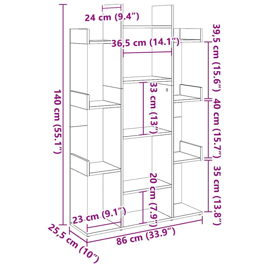 Βιβλιοθήκη Λευκή 86 x 25,5 x 140 εκ. από Επεξ. Ξύλο 7