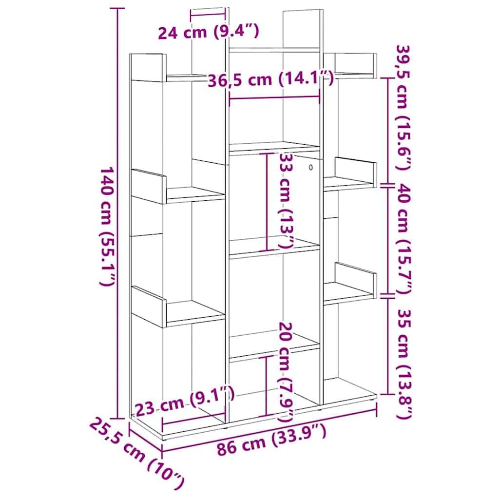 Βιβλιοθήκη Μαύρη 86 x 25,5 x 140 εκ. από Επεξ. Ξύλο 7