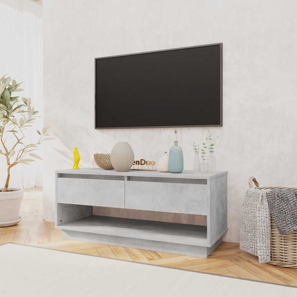 Έπιπλο Τηλεόρασης Γκρι Σκυροδέματος 102x41x44 εκ. Επεξ. Ξύλο 3
