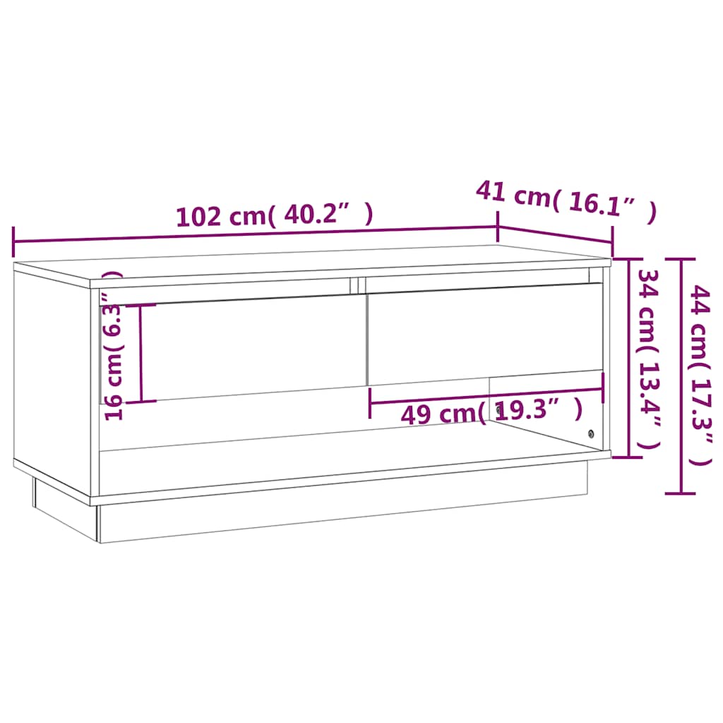 Έπιπλο Τηλεόρασης Γκρι Σκυροδέματος 102x41x44 εκ. Επεξ. Ξύλο 9