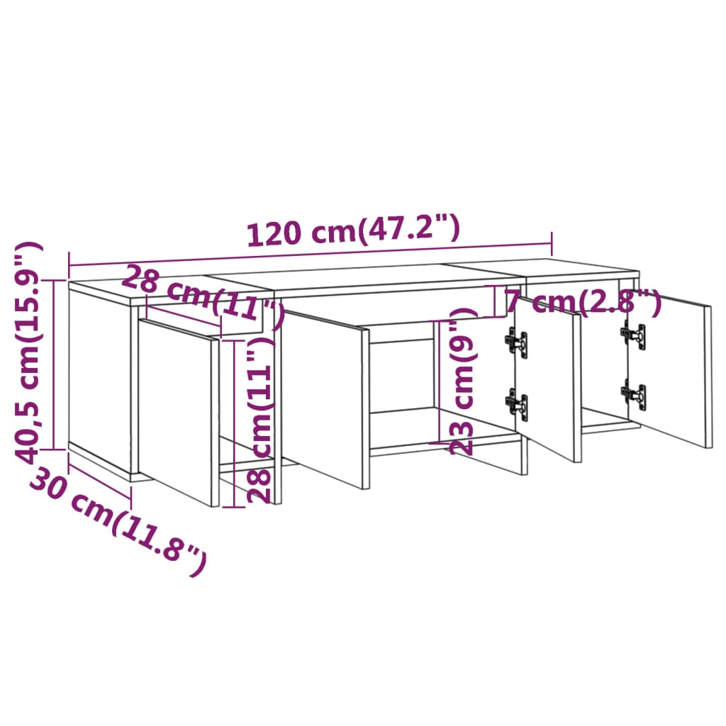 Έπιπλο Τηλεόρασης Μαύρο 120x30x40,5 εκ. Επεξεργ. Ξύλο 9