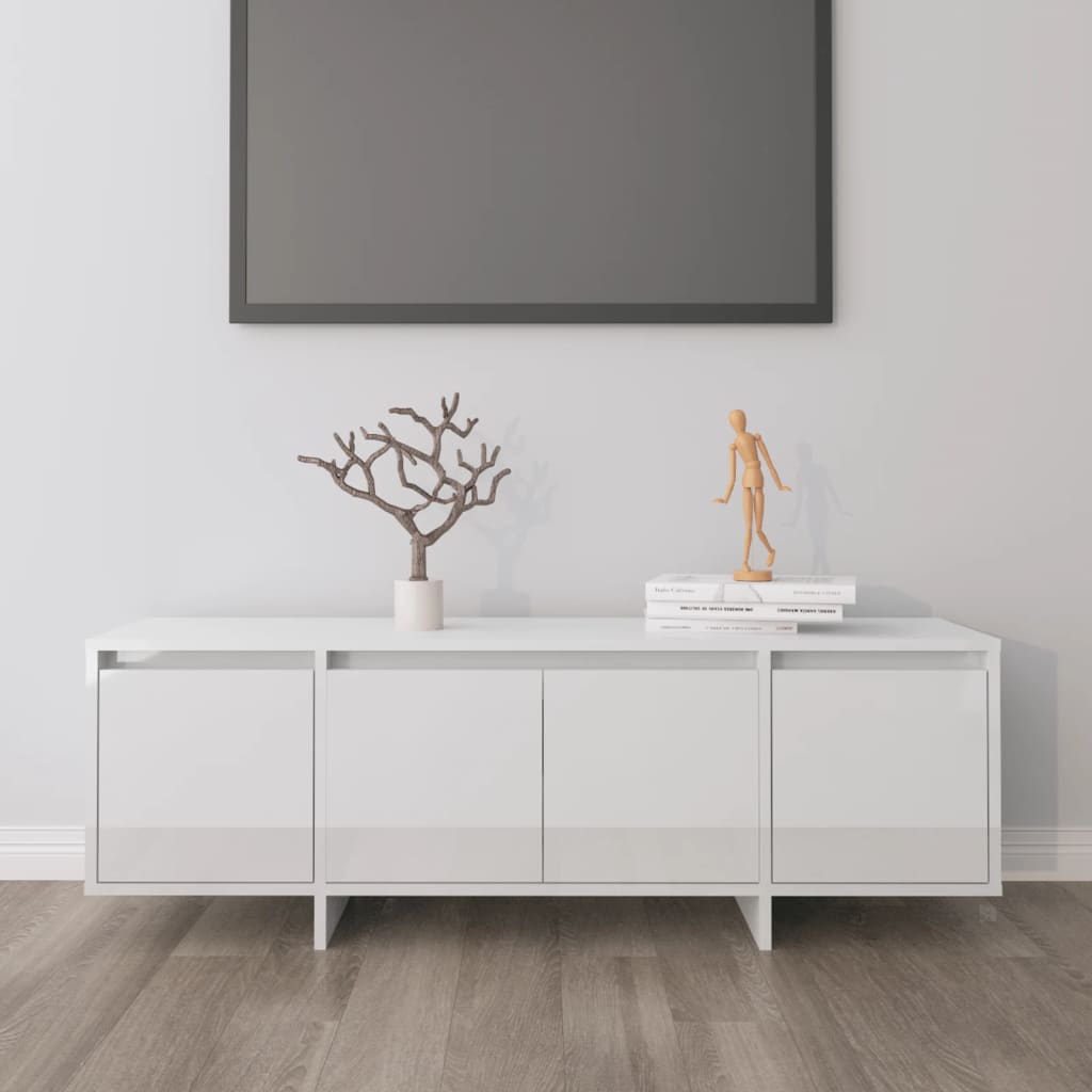 Έπιπλο Τηλεόρασης Γυαλ. Λευκό 120x30x40,5 εκ. Επεξ. Ξύλο 1