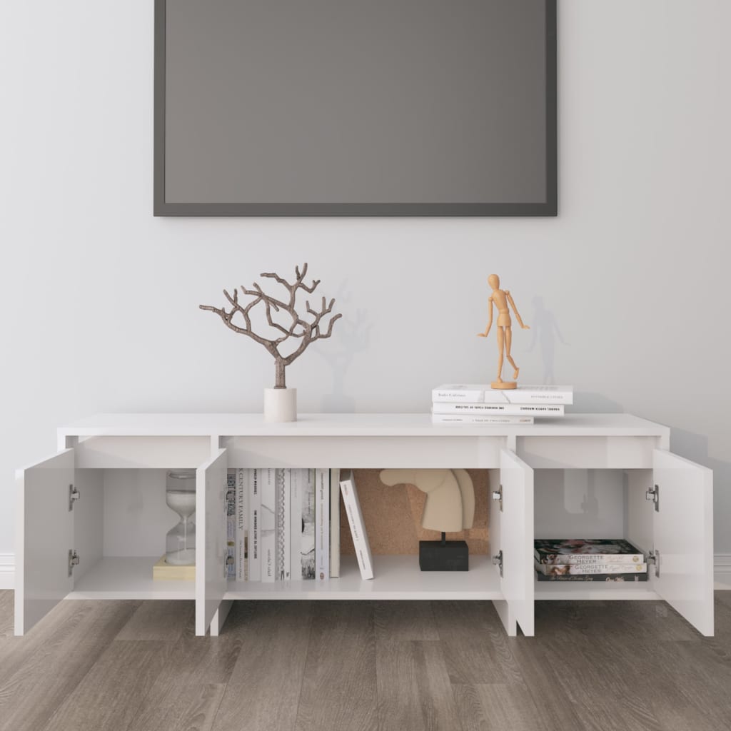 Έπιπλο Τηλεόρασης Γυαλ. Λευκό 120x30x40,5 εκ. Επεξ. Ξύλο 3
