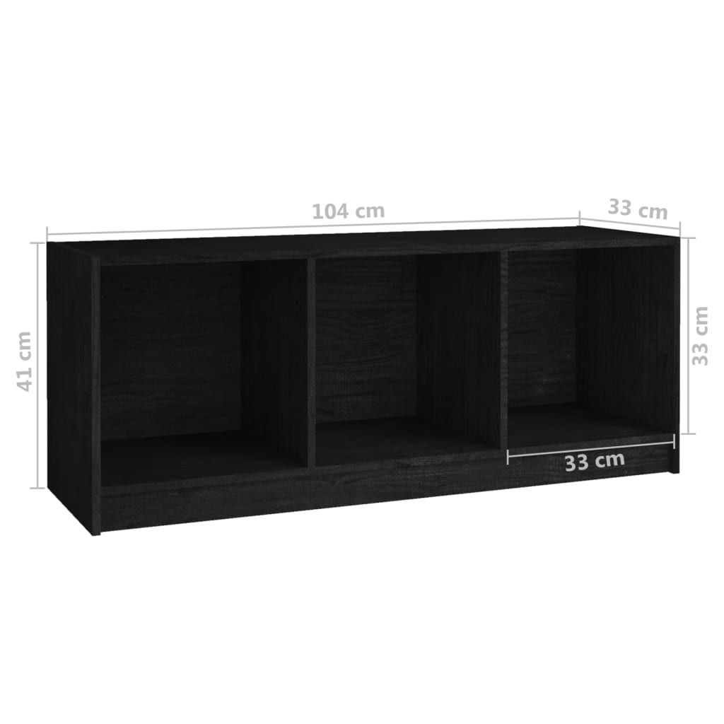 Έπιπλο Τηλεόρασης Μαύρο 104 x 33 x 41 εκ. από Μασίφ Ξύλο Πεύκου 8