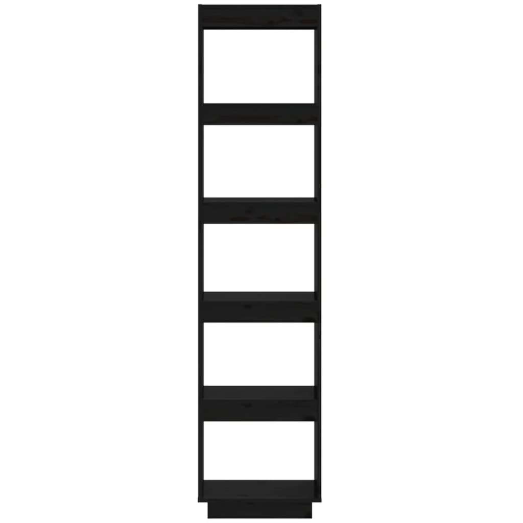 Βιβλιοθήκη/Διαχωριστικό Χώρου Μαύρο 40x35x167 εκ. Μασίφ Πεύκο 5