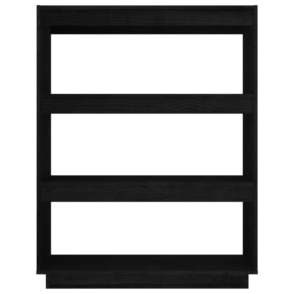 Βιβλιοθήκη/Διαχωριστικό Χώρου Μαύρο 80x35x103 εκ. Μασίφ Πεύκο 5