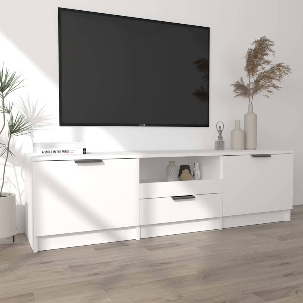 Έπιπλο Τηλεόρασης Λευκό 140x35x40 εκ. από Επεξεργασμένο Ξύλο 3