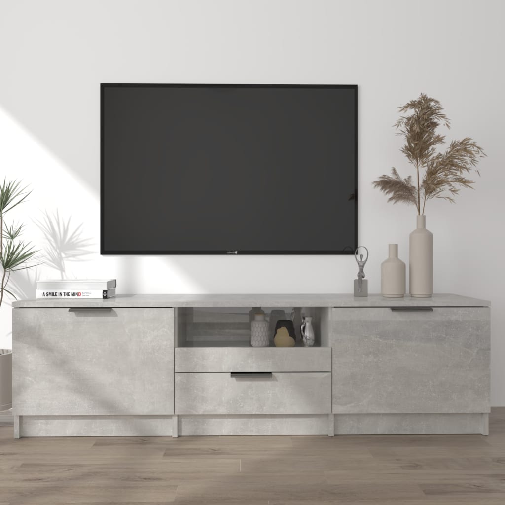 Έπιπλο Τηλεόρασης Γκρι Σκυροδέματος 140x35x40 εκ. Επεξεργ. Ξύλο 1