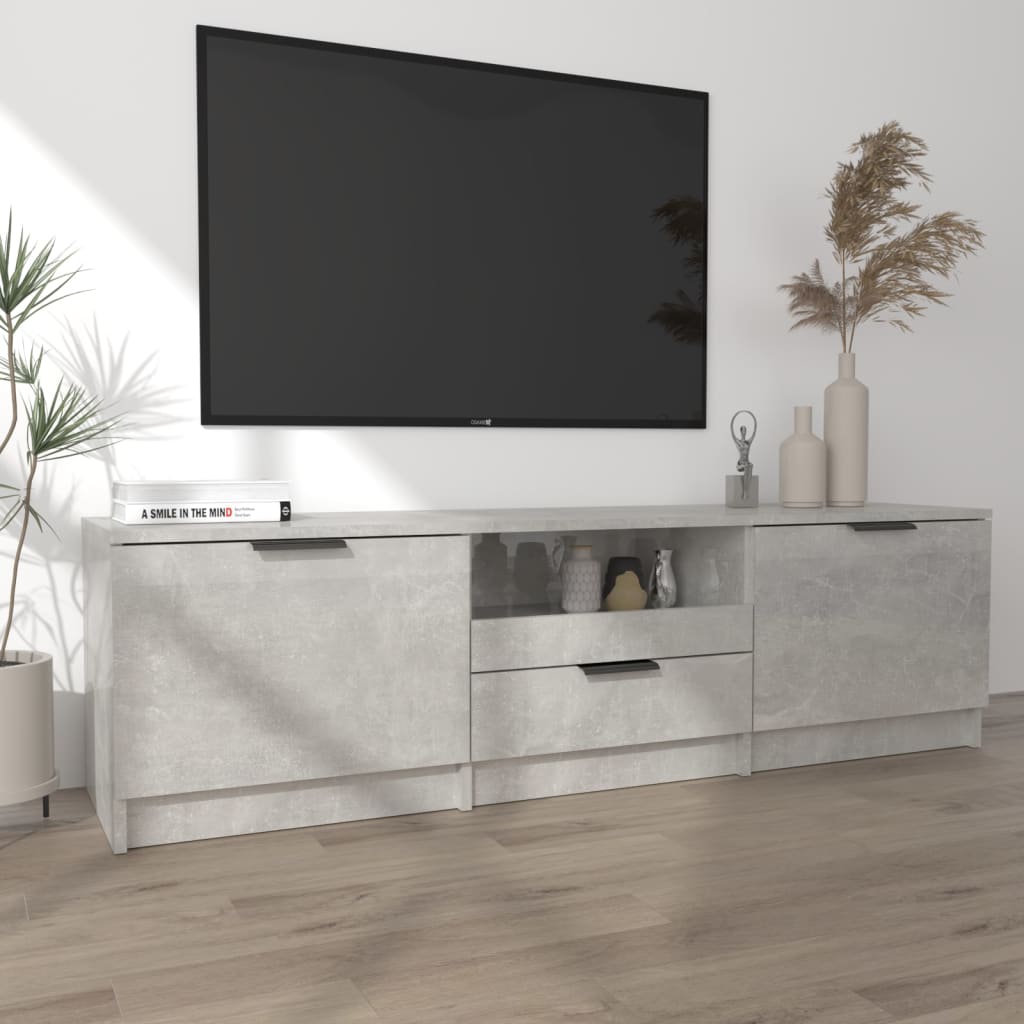 Έπιπλο Τηλεόρασης Γκρι Σκυροδέματος 140x35x40 εκ. Επεξεργ. Ξύλο 3