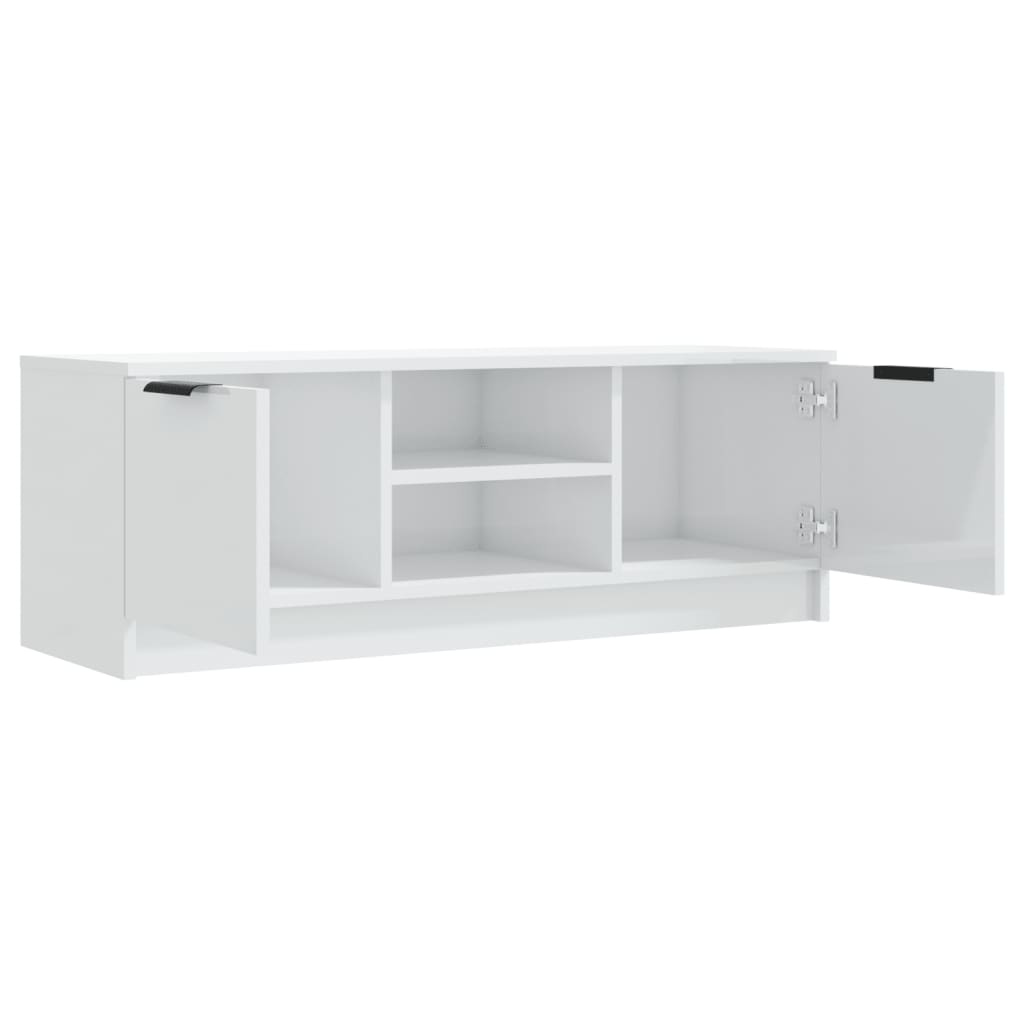 Έπιπλο Τηλεόρασης Γυαλ. Λευκό 102x35x36,5 εκ Επεξεργασμένο Ξύλο 4