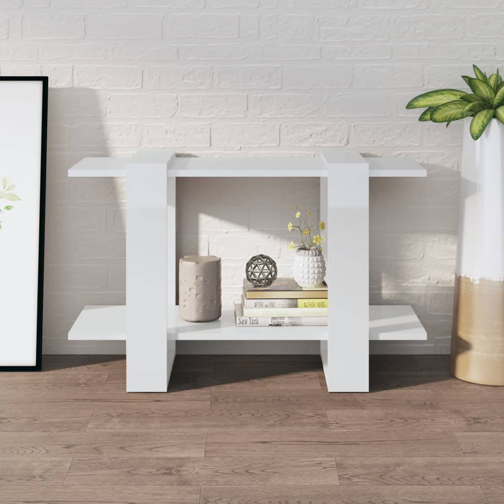 Βιβλιοθήκη/Διαχωριστικό Γυαλιστερό Λευκό 80 x 30 x 51 εκ. 3