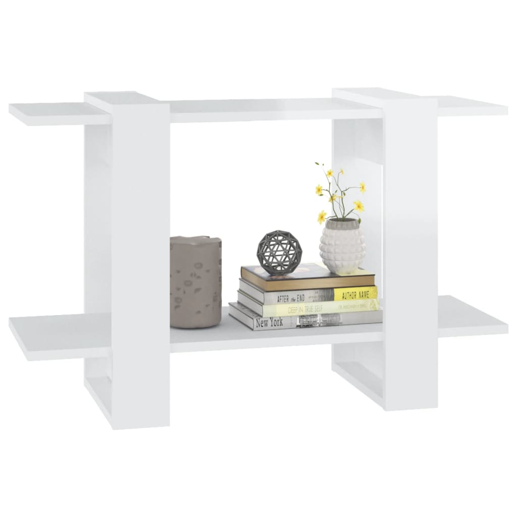 Βιβλιοθήκη/Διαχωριστικό Γυαλιστερό Λευκό 80 x 30 x 51 εκ. 4