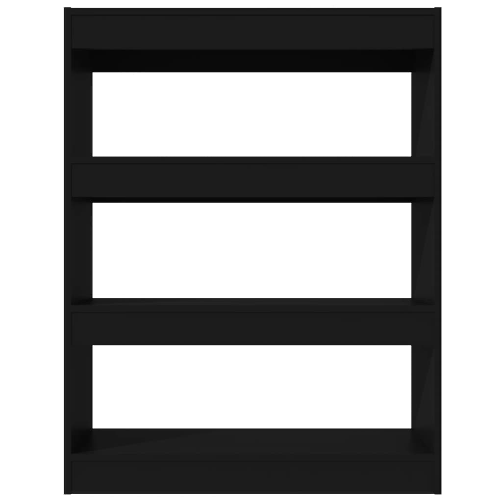 Βιβλιοθήκη/Διαχωρ. Χώρου Μαύρο 80x30x103 εκ. Επεξεργασμένο Ξύλο 5