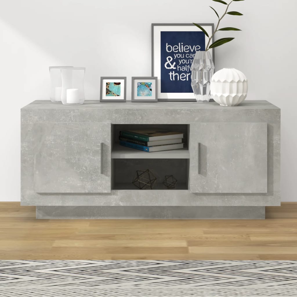 Έπιπλο Τηλεόρασης Γκρι Σκυροδέματος 102x35x45εκ. Επεξεργ. Ξύλο 1