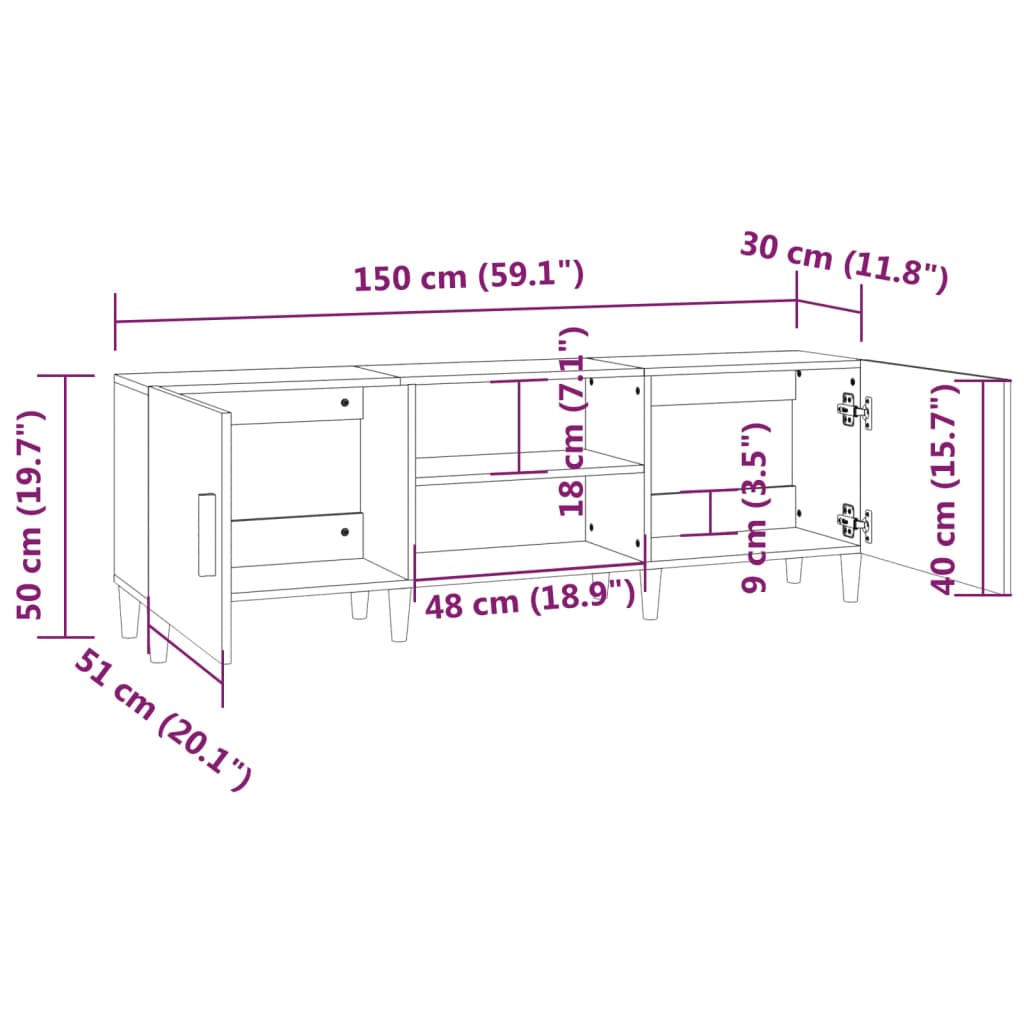Έπιπλο Τηλεόρασης Sonoma Δρυς 150x30x50 εκ. Επεξεργασμένο Ξύλο 8