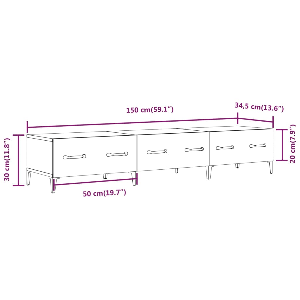Έπιπλο Τηλεόρασης Sonoma Δρυς 150x34,5x30 εκ. από Επεξεργ. Ξύλο 9