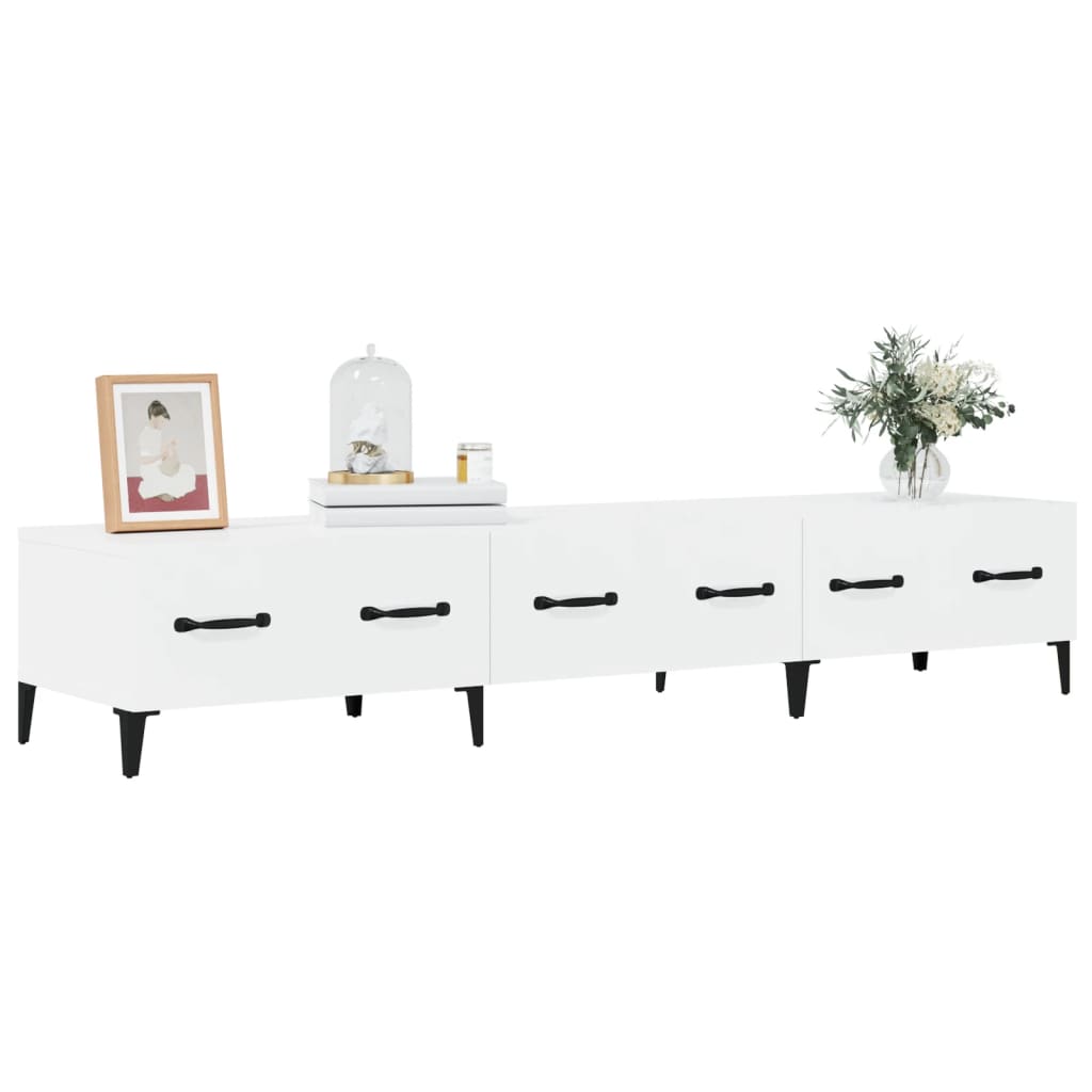 Έπιπλο Τηλεόρασης Γυαλ. Λευκό150x34,5x30εκ.Επεξεργασμένο Ξύλο 4
