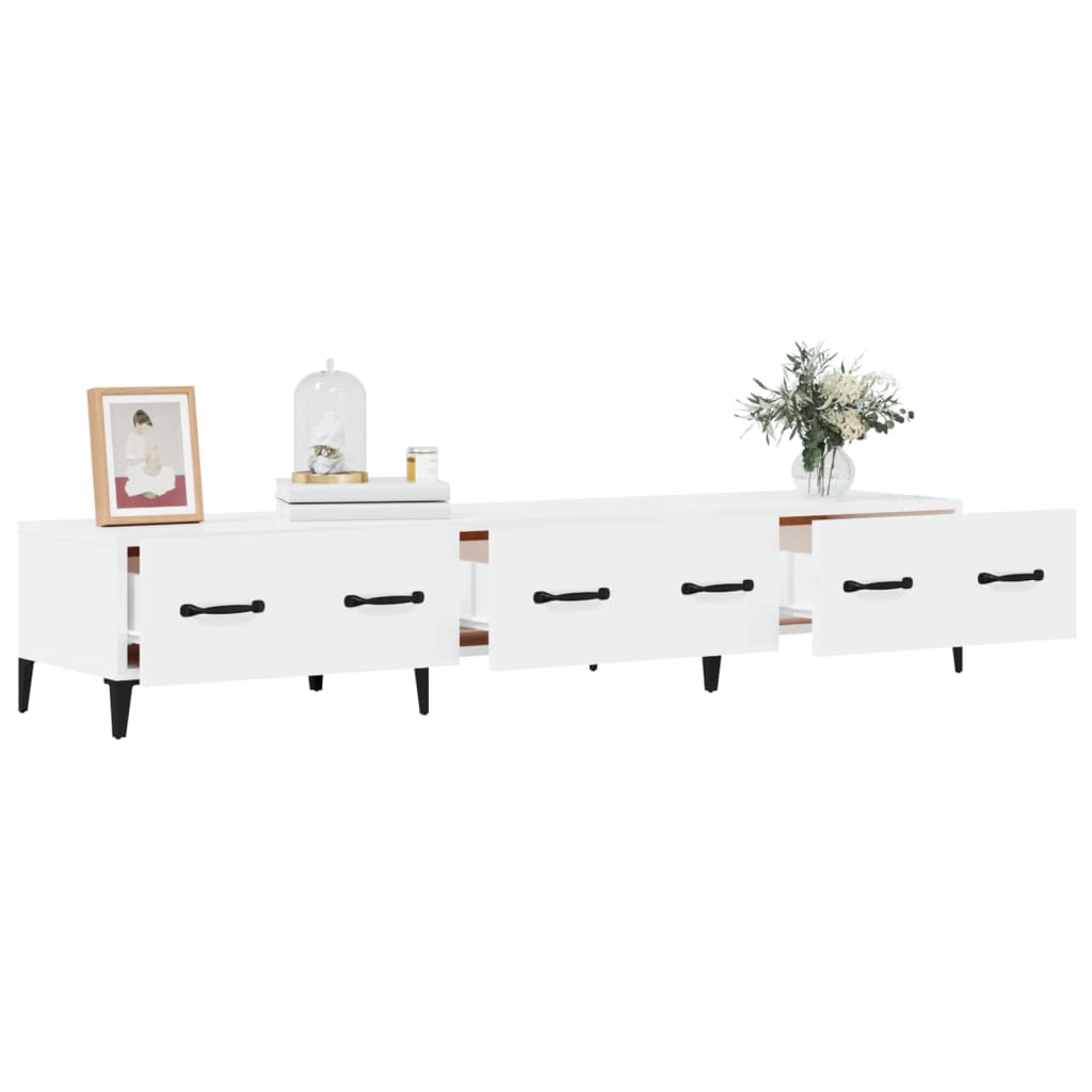 Έπιπλο Τηλεόρασης Γυαλ. Λευκό150x34,5x30εκ.Επεξεργασμένο Ξύλο 5