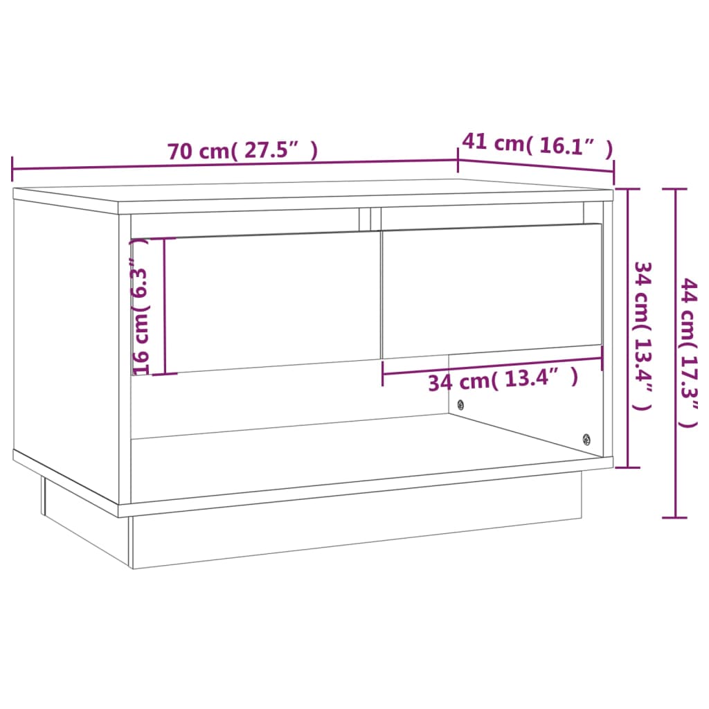 Έπιπλο Τηλεόρασης Καφέ Δρυς 70x41x44 εκ. Επεξεργασμένο Ξύλο 9