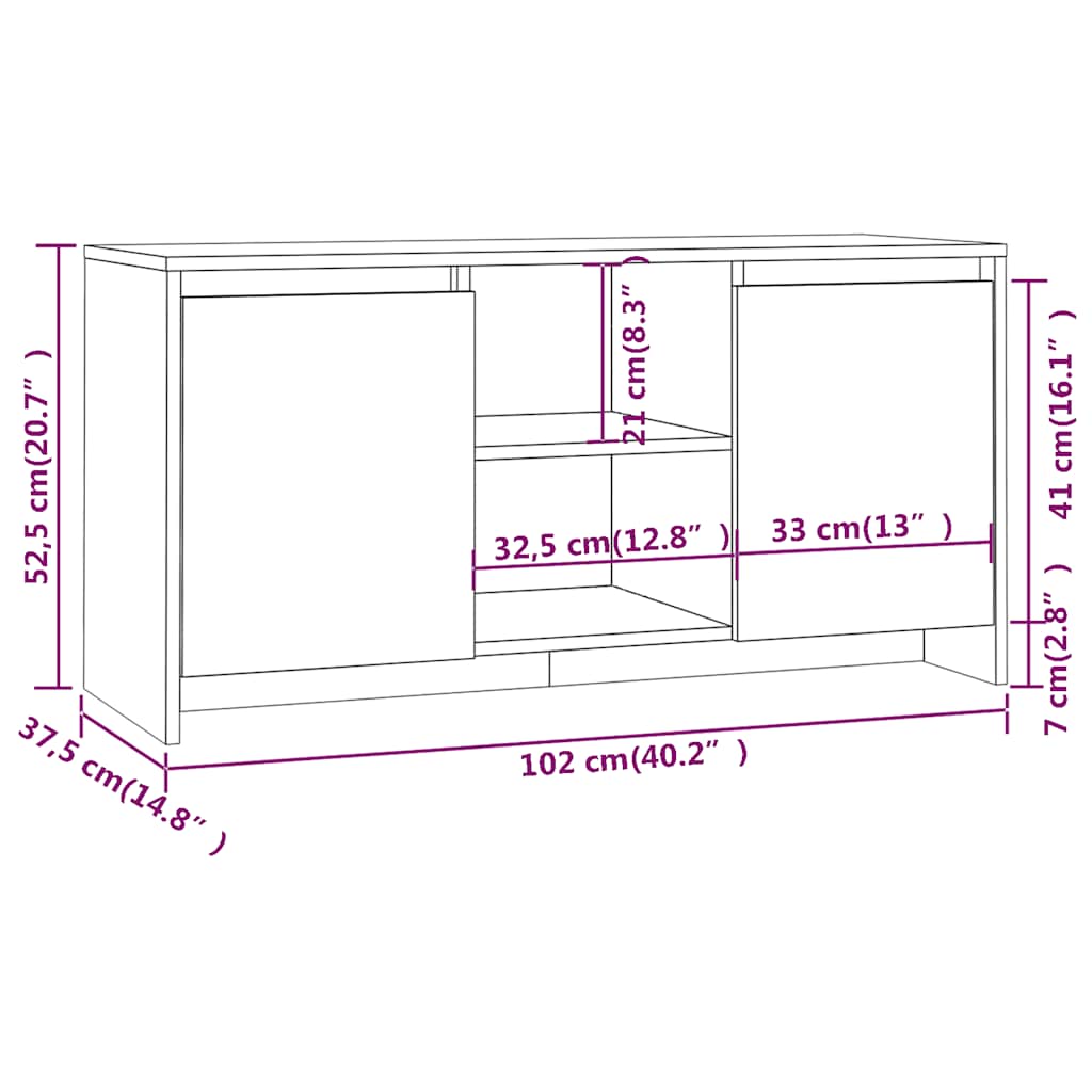 Έπιπλο Τηλεόρασης Καπνιστή Δρυς 102x37,5x52,5 εκ. Επεξεργ. Ξύλο 8