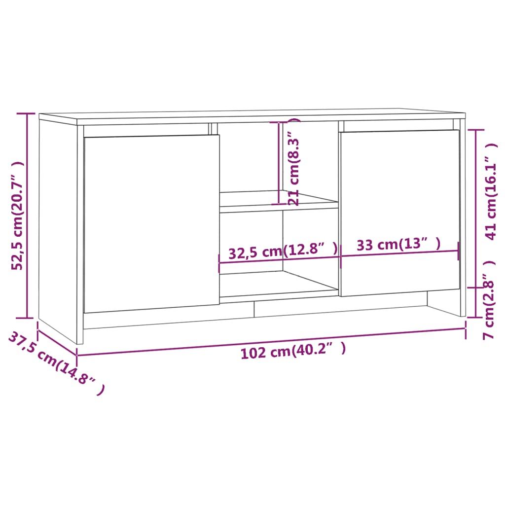 Έπιπλο Τηλεόρασης Γκρι Sonoma 102x37,5x52,5 εκ. από Επεξ. Ξύλο 8