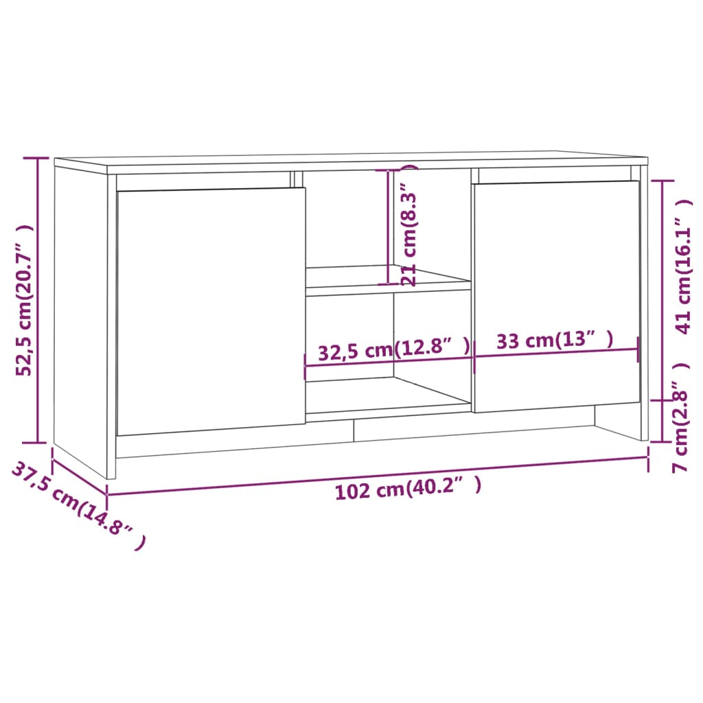Έπιπλο Τηλεόρασης Καφέ Δρυς 102x37,5x52,5 εκ. από Επεξεργ. Ξύλο 8