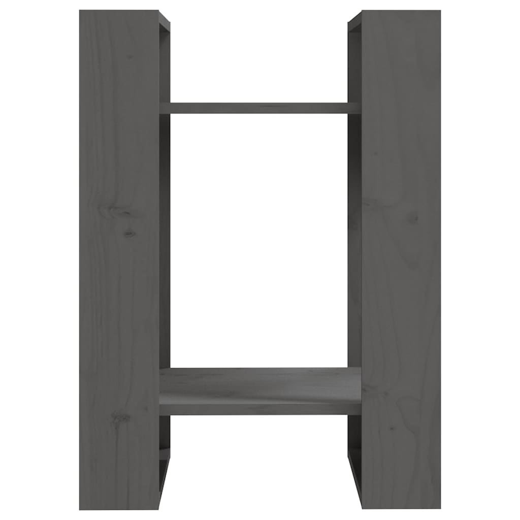 Βιβλιοθήκη/Διαχωριστικό Χώρου Γκρι 41x35x57 εκ. Μασίφ Πεύκο 3