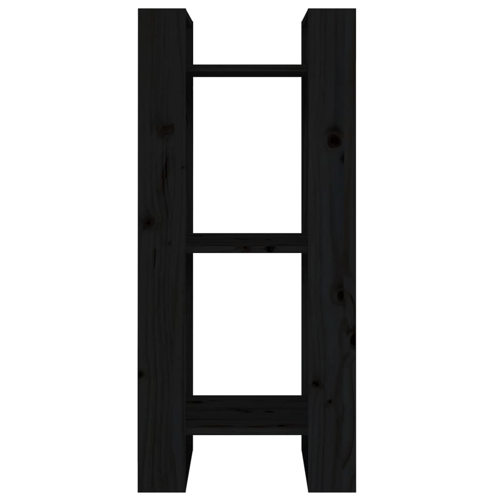 Βιβλιοθήκη/Διαχωριστικό Χώρου Μαύρο 41x35x91 εκ. Μασίφ Πεύκο 3