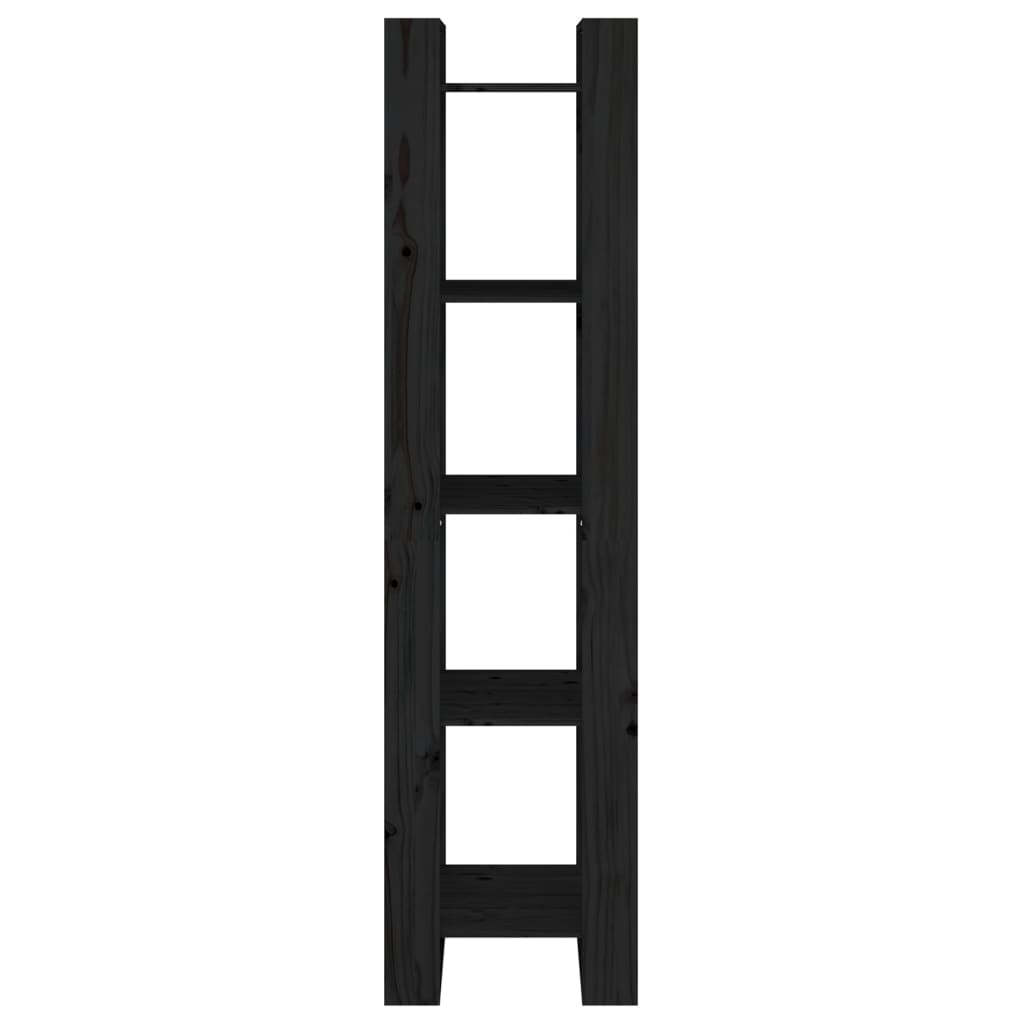 Βιβλιοθήκη/Διαχωριστικό Χώρου Μαύρο 41x35x160 εκ. Μασίφ Πεύκο 5