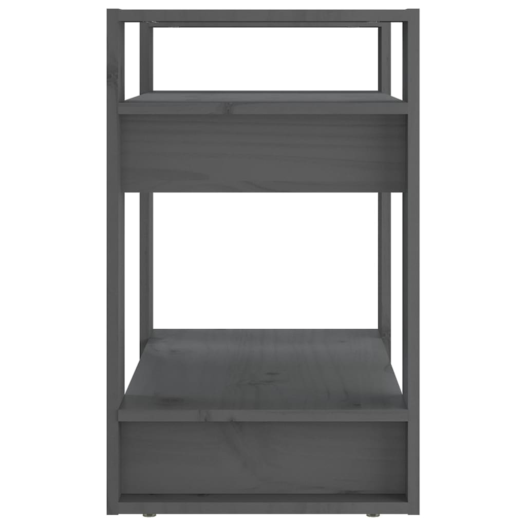 Βιβλιοθήκη/Διαχωριστικό Χώρου Γκρι 60x35x57 εκ. Μασίφ Πεύκο 4