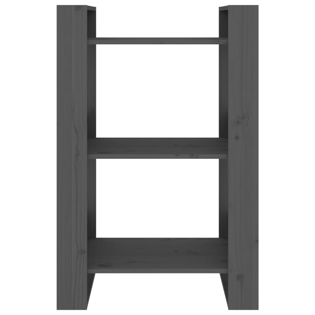 Βιβλιοθήκη/Διαχωριστικό Χώρου Γκρι 60x35x91 εκ. Μασίφ Πεύκο 3