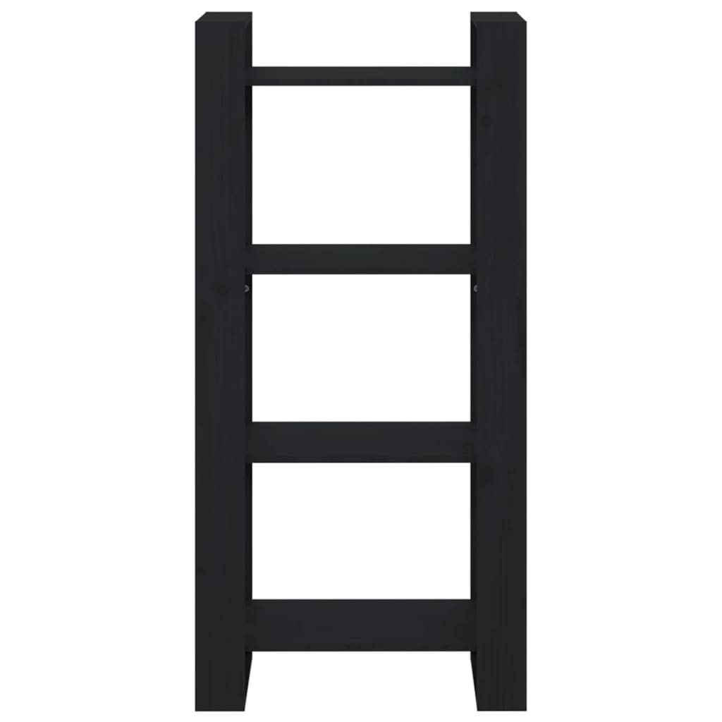 Βιβλιοθήκη/Διαχωριστικό Χώρου Μαύρο 60x35x125 εκ. Μασίφ Ξύλο 3