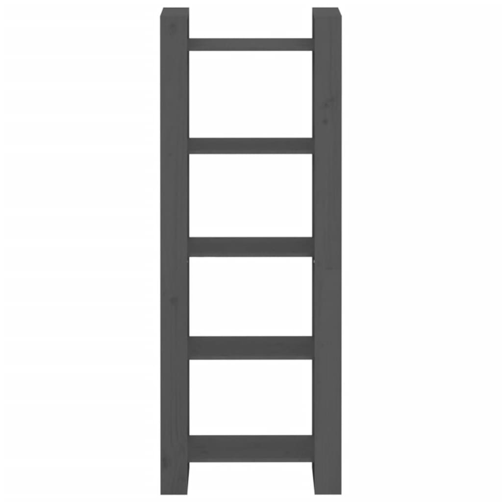 Βιβλιοθήκη/Διαχωριστικό Χώρου Γκρι 60x35x160 εκ. Μασίφ Ξύλο 3