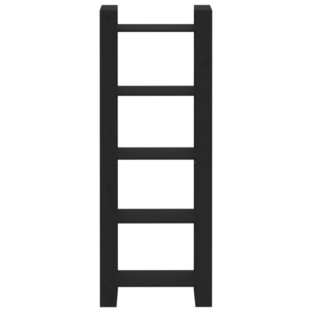 Βιβλιοθήκη/Διαχωριστικό Χώρου Μαύρο 60x35x160 εκ. Μασίφ Ξύλο 3