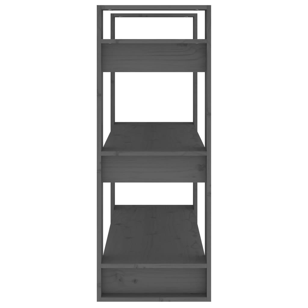 Βιβλιοθήκη/Διαχωριστικό Χώρου Γκρι 80x35x91 εκ. Μασίφ Πεύκο 6