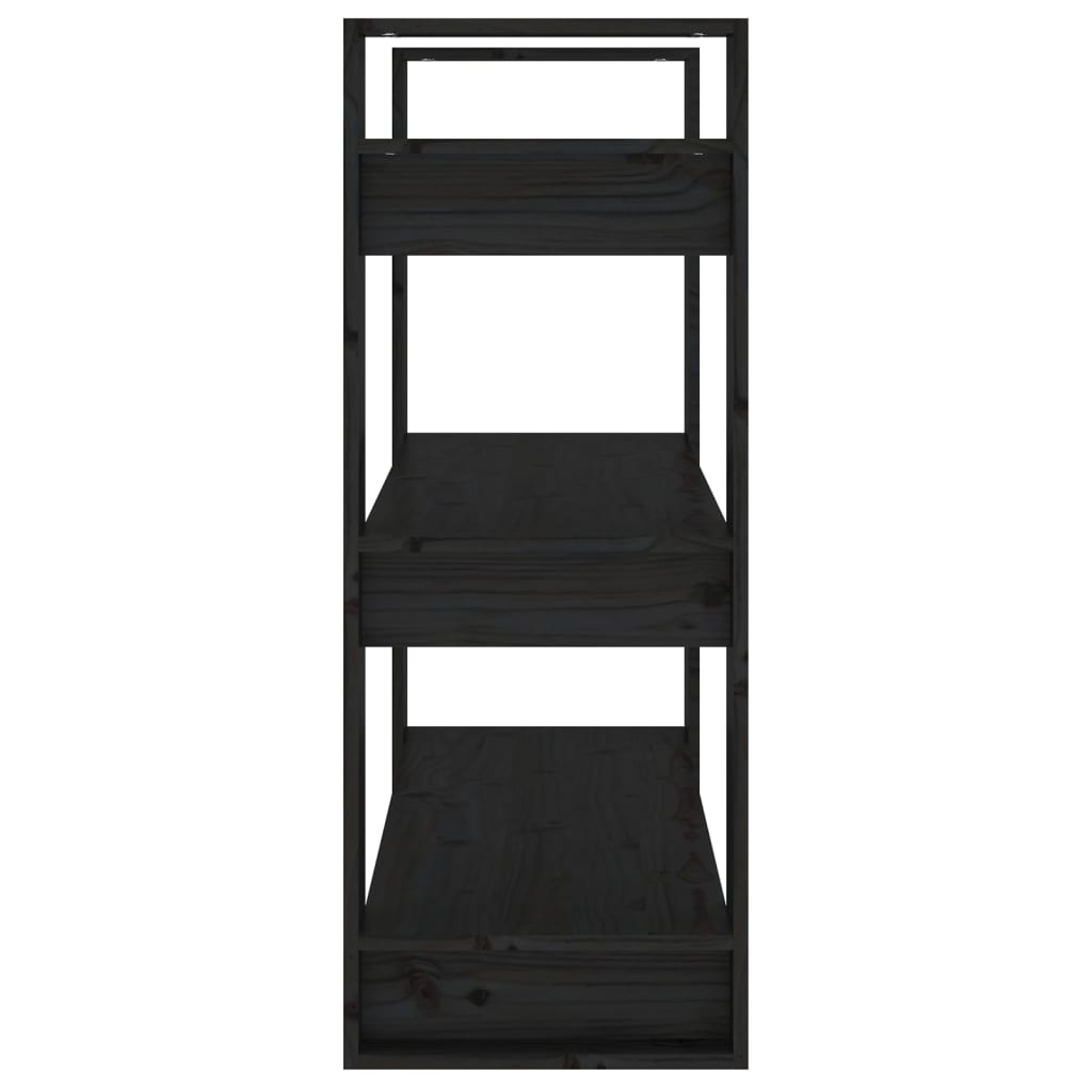 Βιβλιοθήκη/Διαχωριστικό Χώρου Μαύρο 80x35x91 εκ. Μασίφ Πεύκο 6